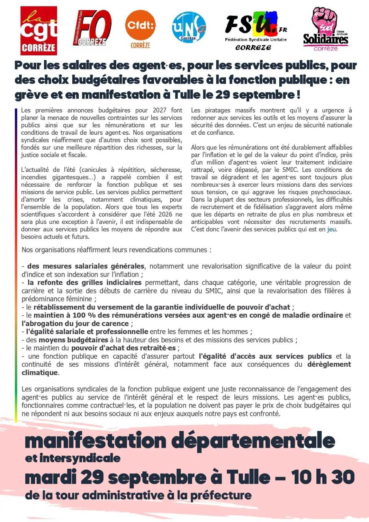 29/09 Manifestation intersyndicale départementale pour les services publics