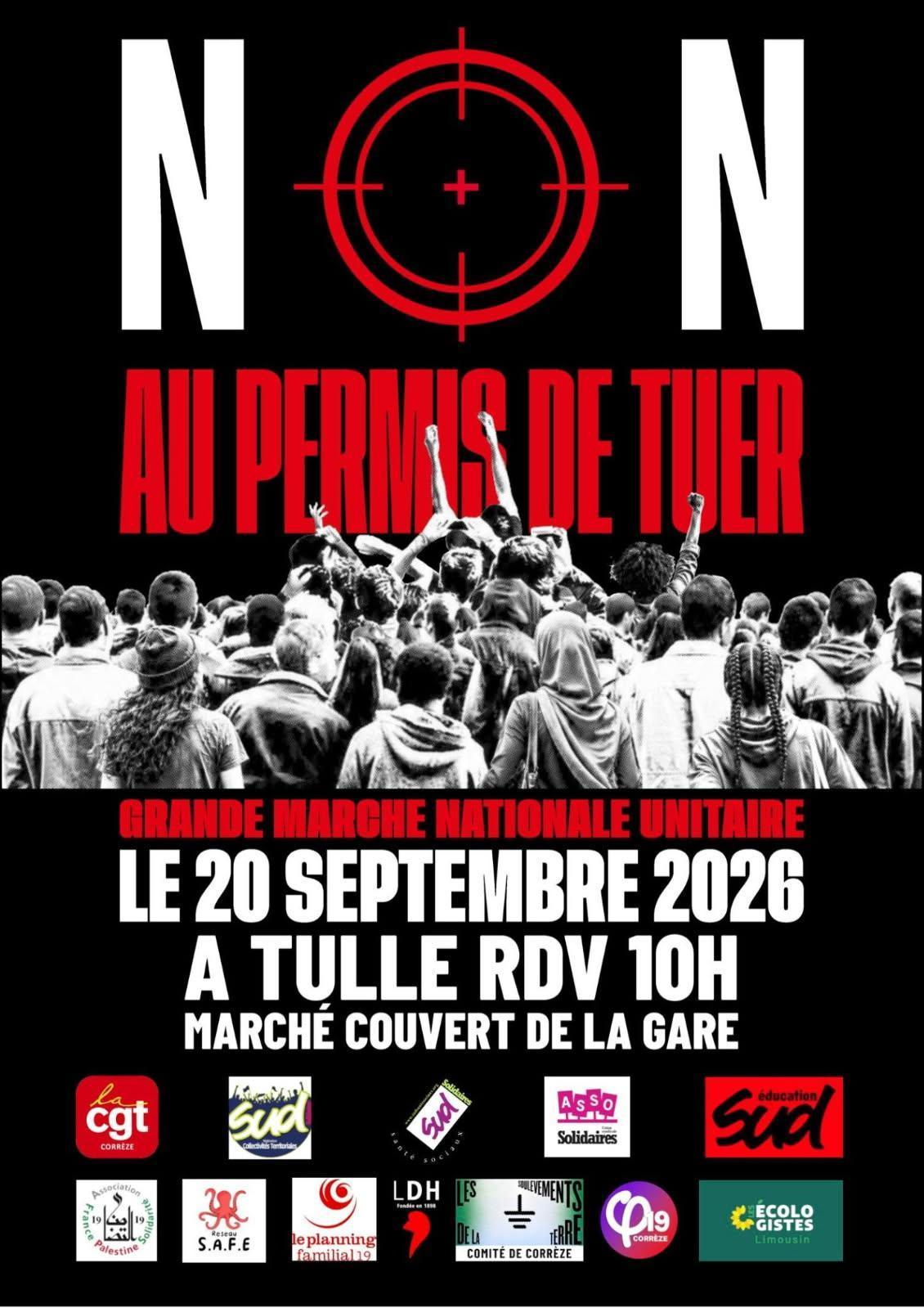 20/09 Rassemblement et marche à Tulle contre le permis de tuer