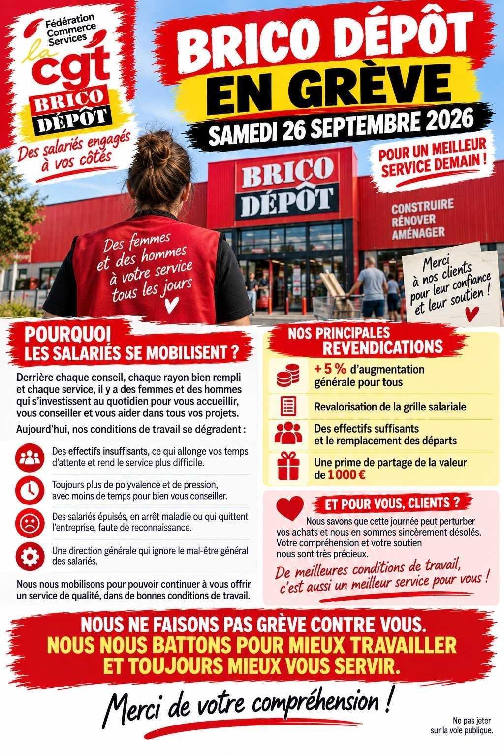 26/09 Les salarié.es de BRICO DÉPÔT de Brive seront en grève !