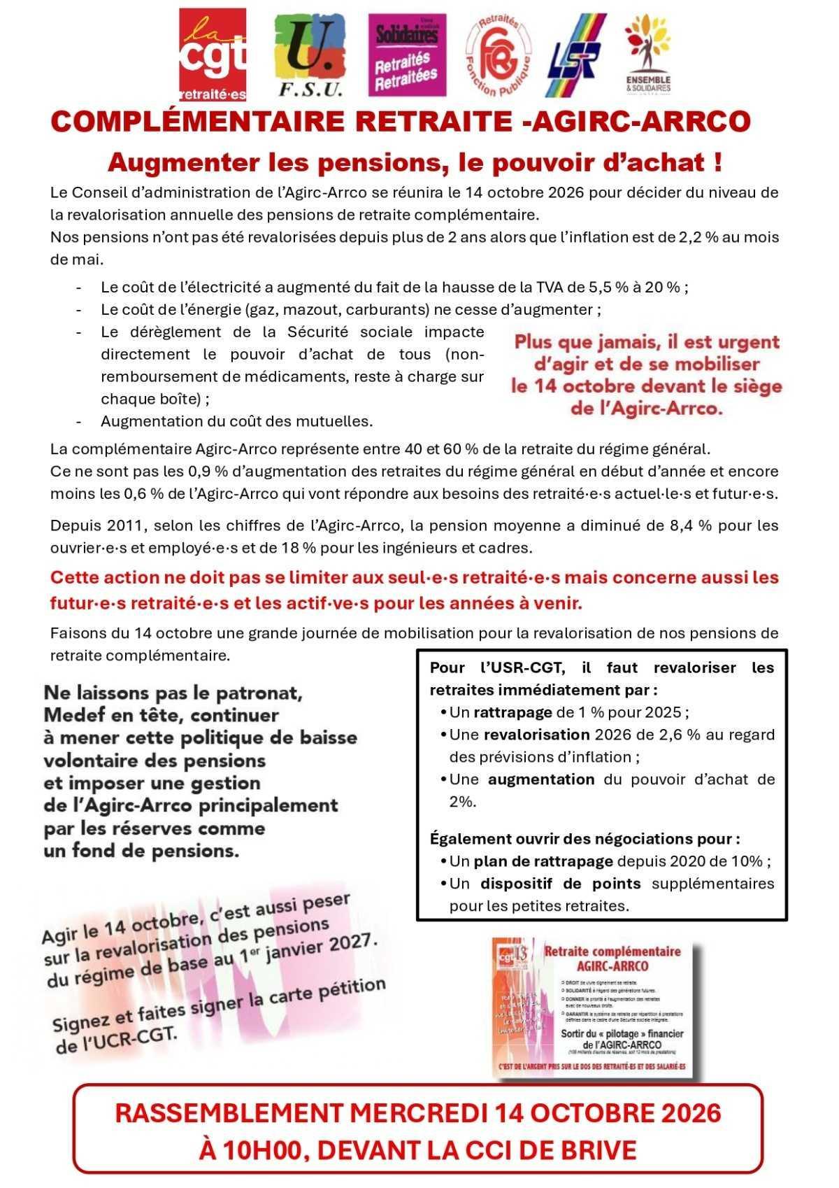 14/10 Mobilisation à Brive pour les pensions et le pouvoir d'achat