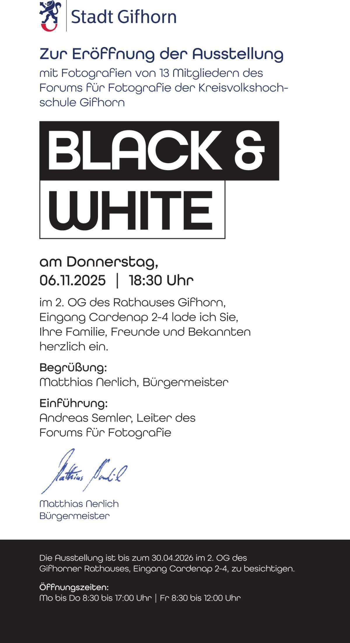 Forum für Fotografie – Ausstellung Black & White Forum für Fotografie – Ausstellung Black & White