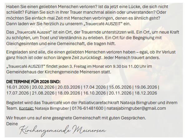 Trauercafe Auszeit