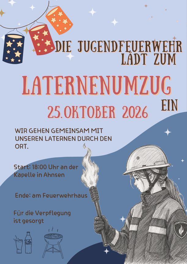 Ankündigung Laternenumzug Ahnsen am 25.10.26