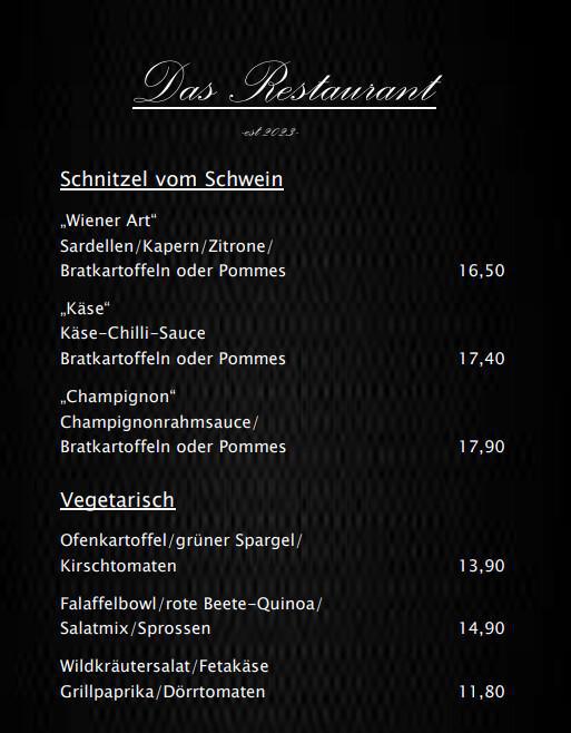 Das Restaurant - Neue Speisekarte