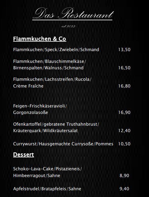 Das Restaurant - Neue Speisekarte