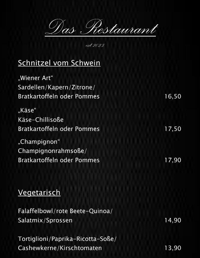 Das Restaurant - Neue Speisekarte