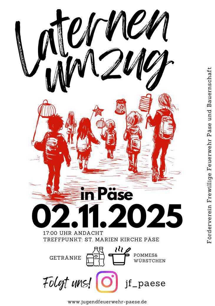 Ankündigung Laternenumzug Päse am 02.11.25