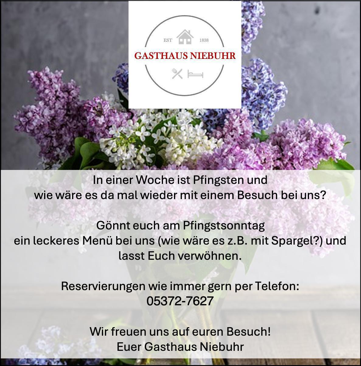 Gönnt euch am Pfingstsonntag ein leckeres Menü bei uns - Gasthaus Niebuhr - Feiern, genießen, abschalten.
