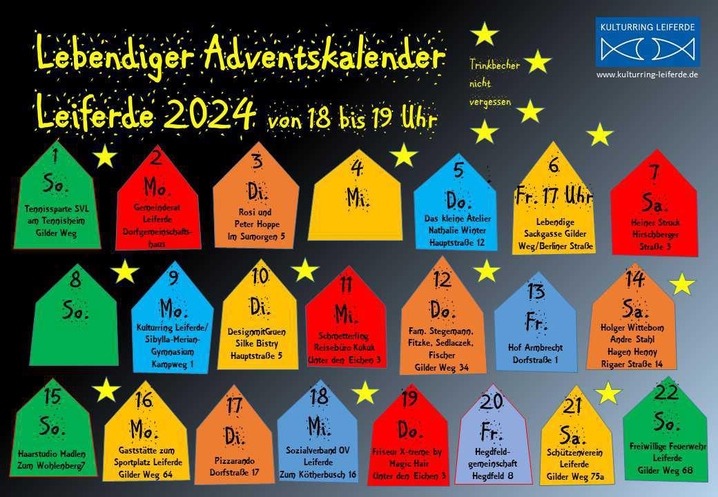 Lebendiger Adventskalender Leiferde - noch Interessenten für 2 Türen gesucht!