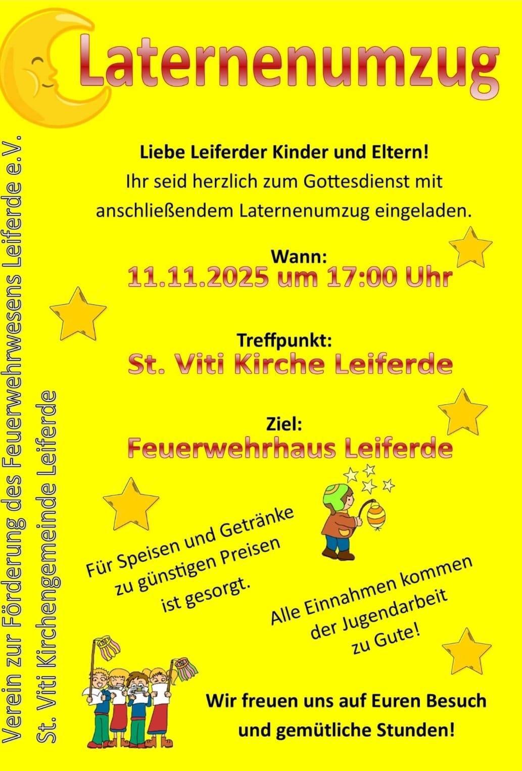 Ankündigung Laternenumzug Leiferde am 11.11.25 Ankündigung Laternenumzug Leiferde am 11.11.25