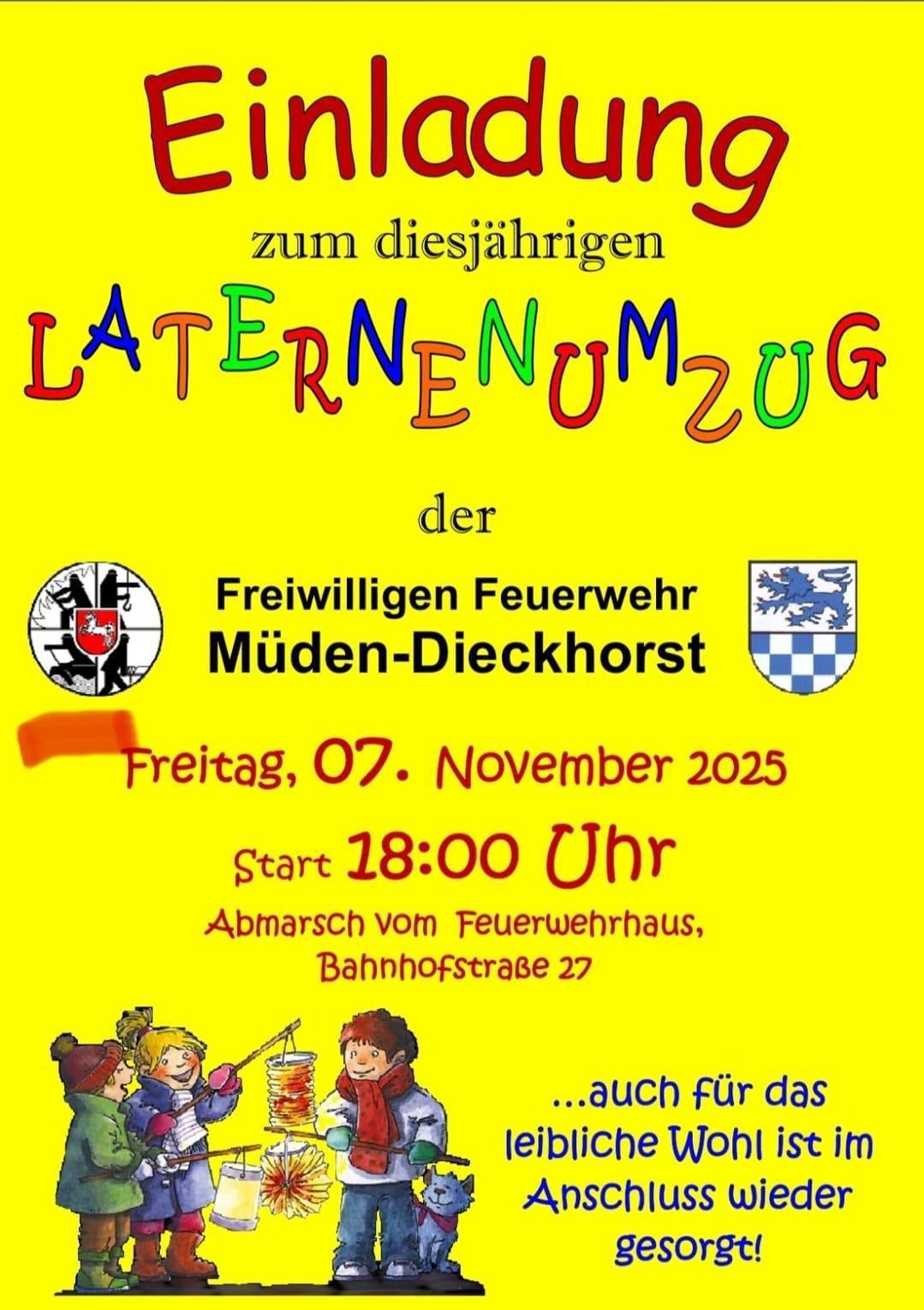 Ankündigung Laternenumzug Müden am 07.11.25