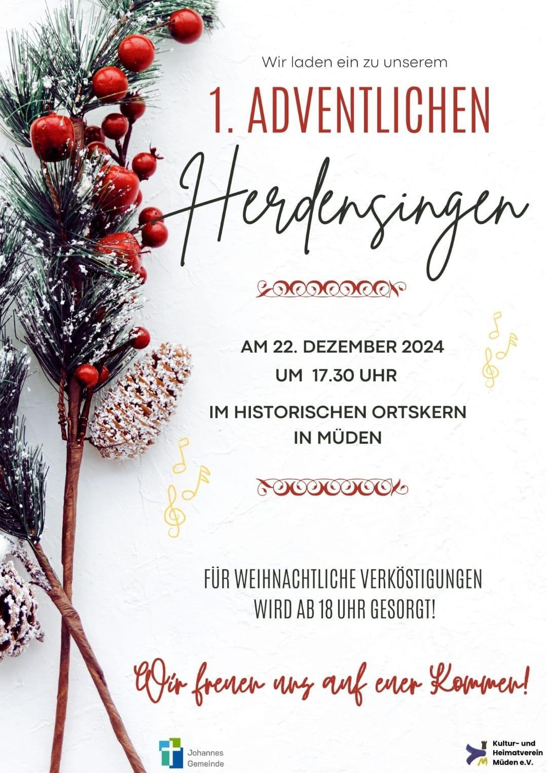 Ankündigung Müden: 1. Adventliche Herdensingen