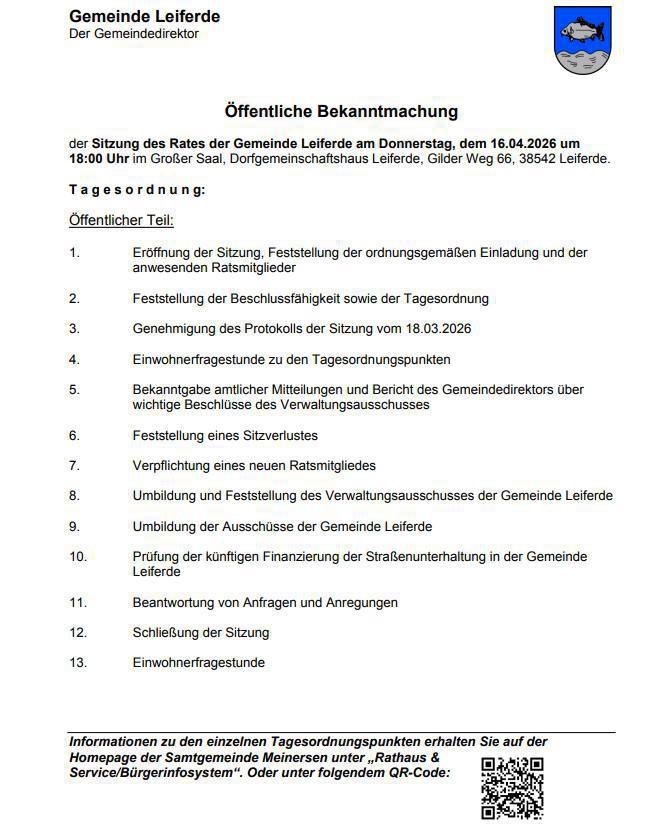 Gemeinderatssitzung Leiferde