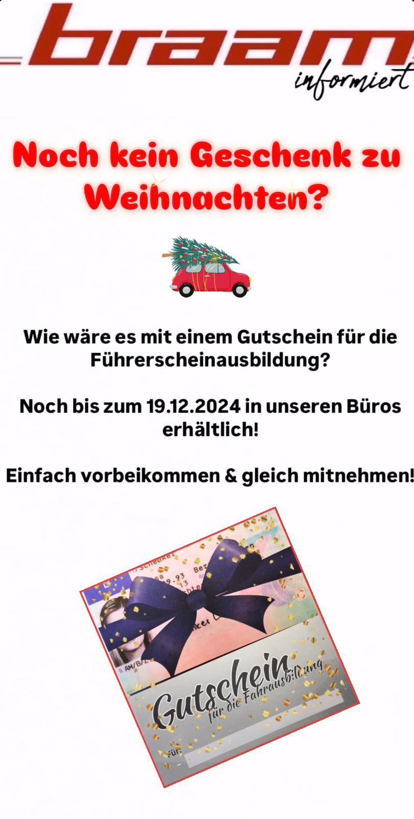 braam Fahrschule - Gutschein für die Führerscheinausbildung!