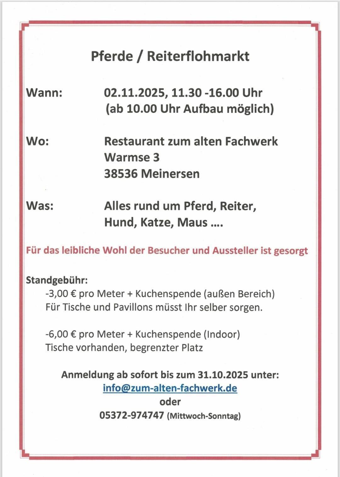 Save the Date: Reiterflohmarkt rund ums Pferd!“