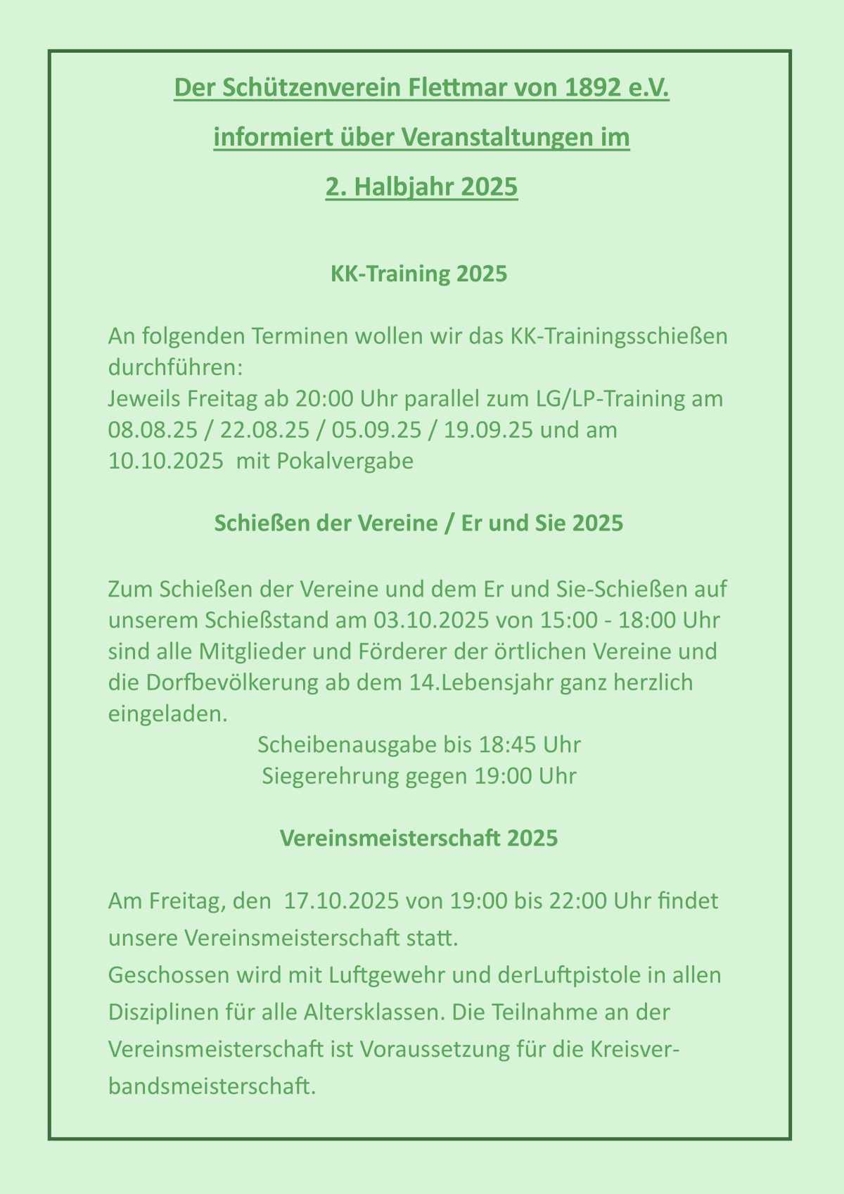 Schützenverein Flettmar-Vereinsmeisterschaft