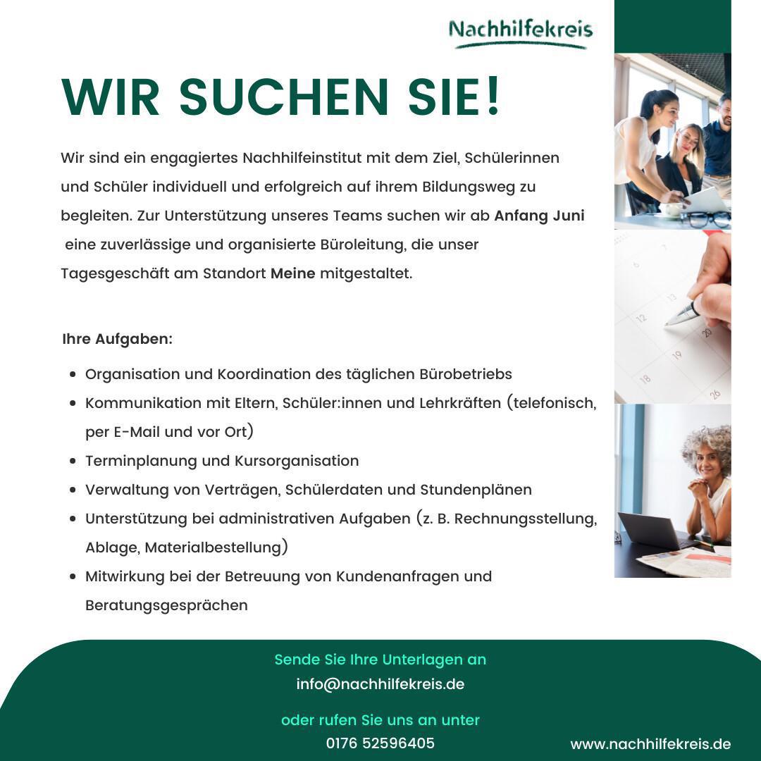 Büroleitung (m/w/d) für Standort Meine ab Juni gesucht!