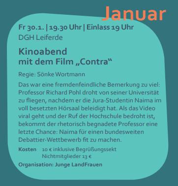 Kinoabend mit dem Film "Contra" Landfrauen Meinersen und Umgebung