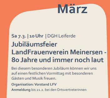 Jubiläumsfeier der Landfrauen Meinersen und Umgebung