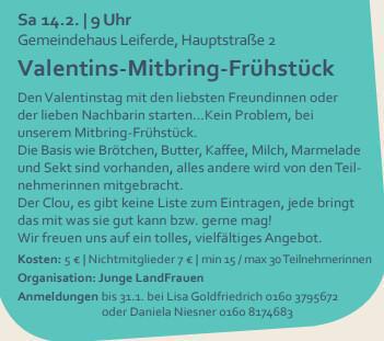 Valentins-Mitbring-Frühstück der Landfrauen Meinersen und Umgebung