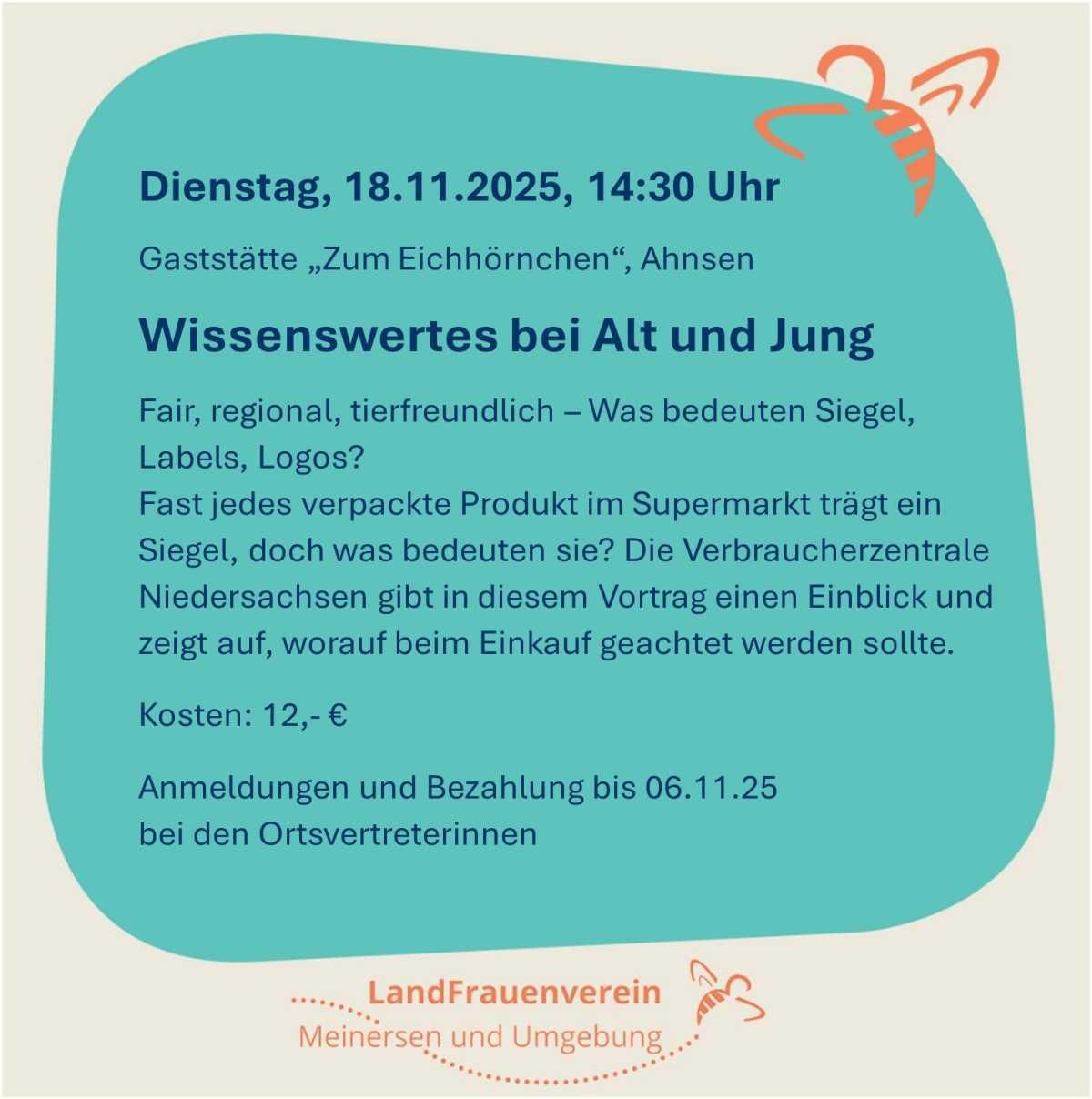 Ankündigungen der Landfrauen Meinersen und Umgebung (Glühwein-Abend, Vortrag und Weihnachtsfeier)