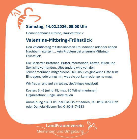 Ankündigungen der Landfrauen Meinersen und Umgebung - Sushi Kochkurs und Valentins-Mitbring-Frühstück