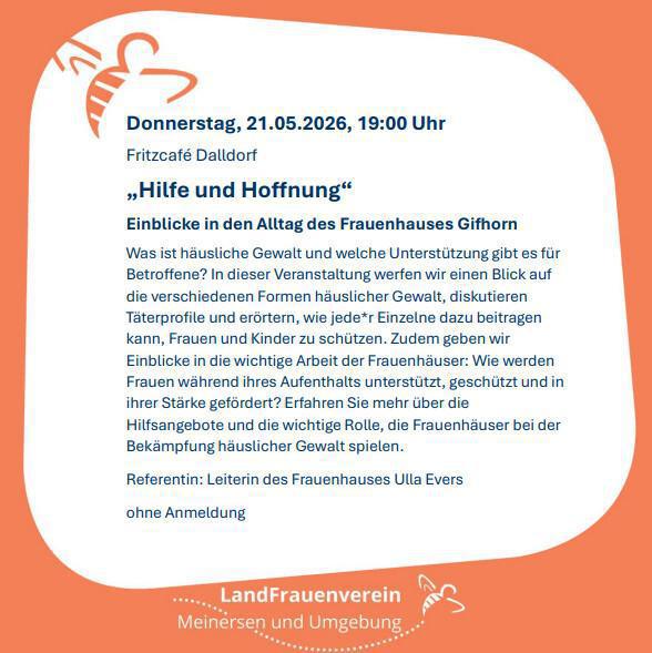 Vortrag: "Hilfe und Hoffnung" Einblicke in den Alltag des Frauenhauses Gifhorn