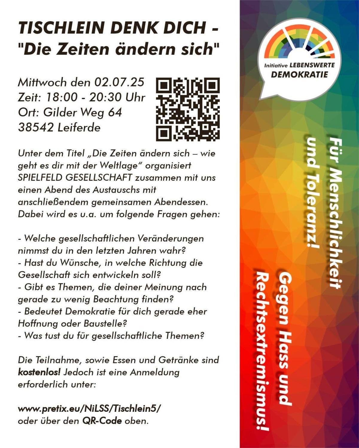  Inititative LEBENSWERTE DEMOKRATIE trifft sich am 02.07.25 und am 07.07.25