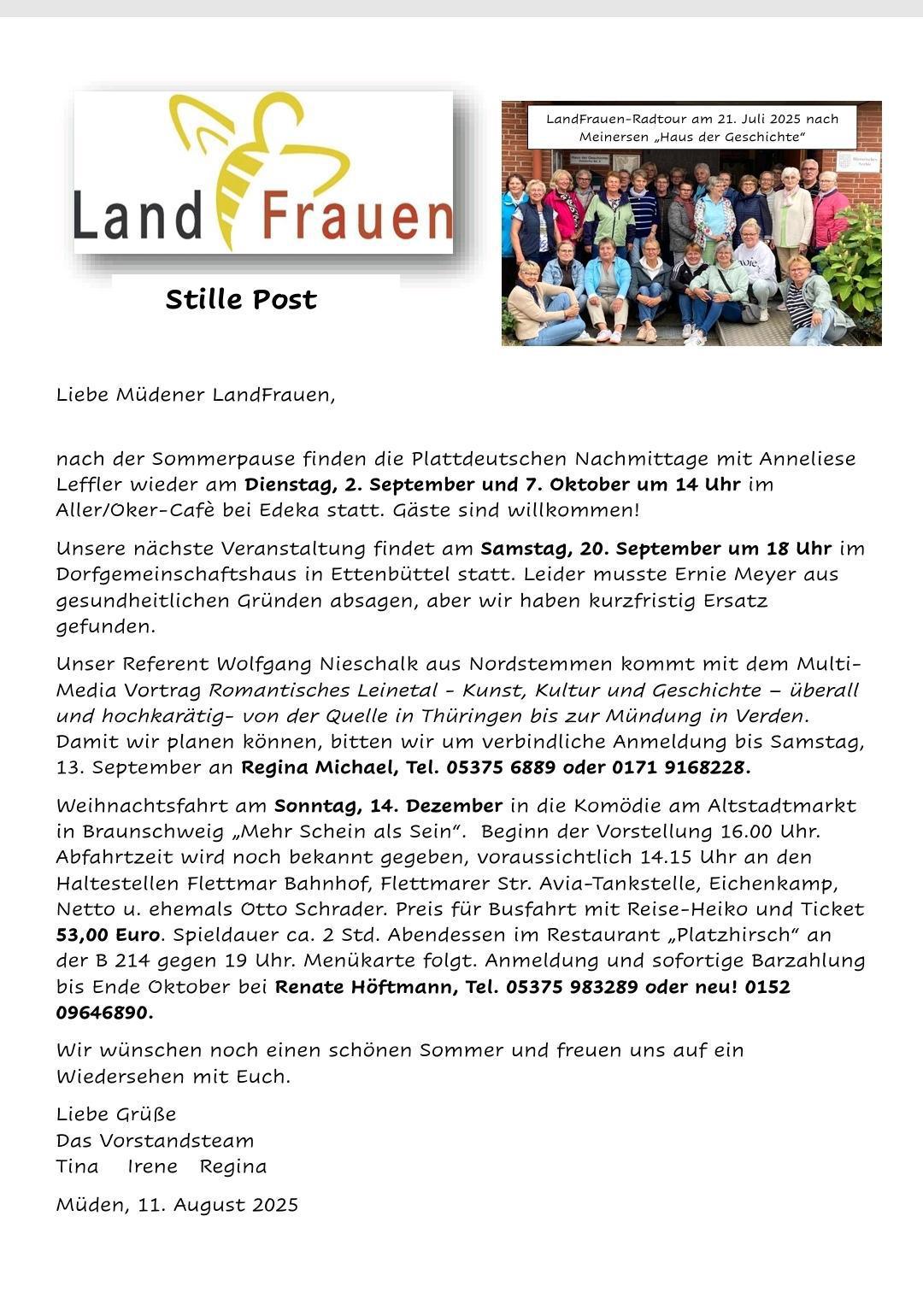 Stille Post der Landfrauenverein Müden (Aller) Stille Post der Landfrauenverein Müden (Aller)