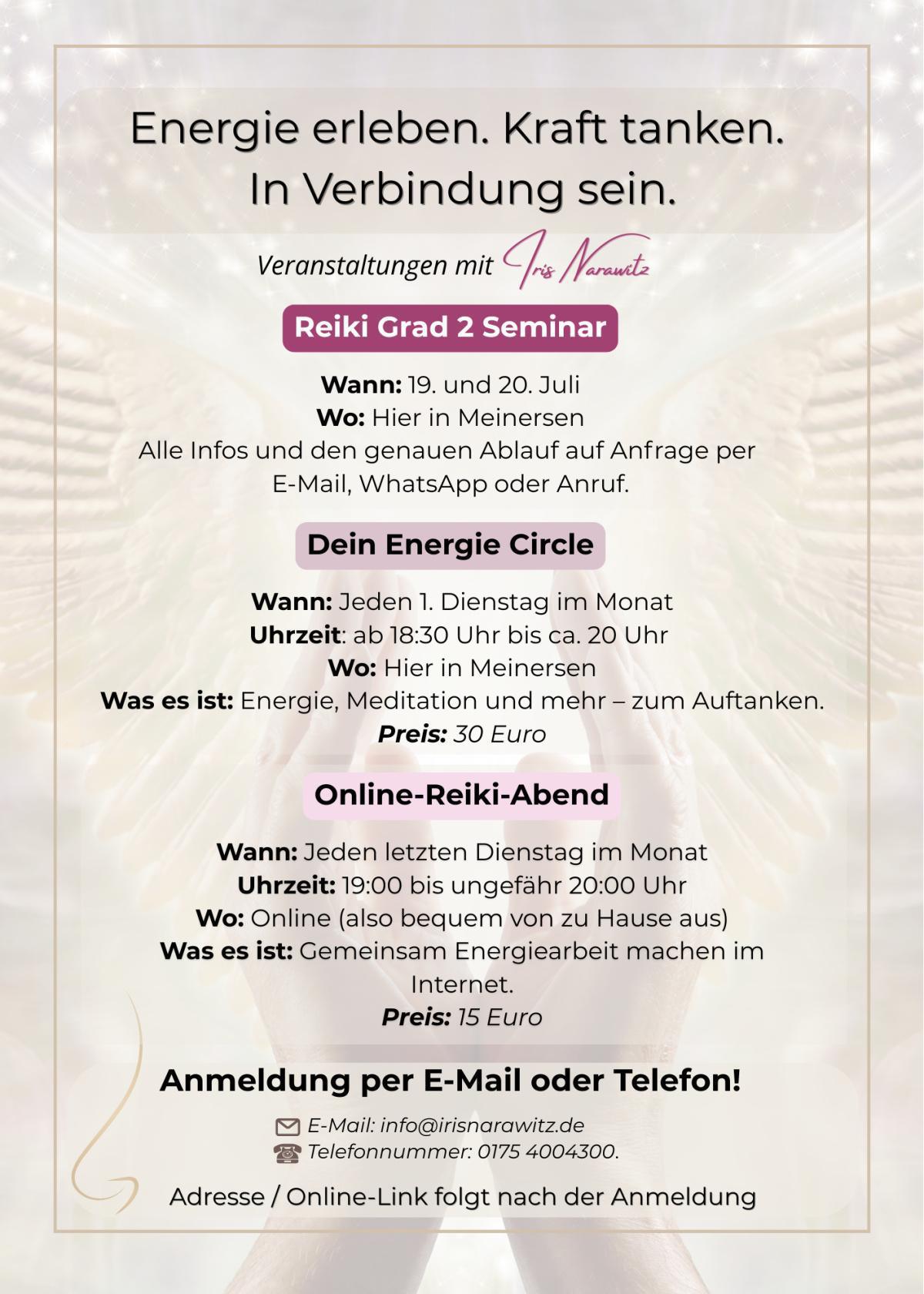 Energie erleben. Kraft tanken & zur inneren Balance finden – mit Reiki, Meditation & Verbindung.