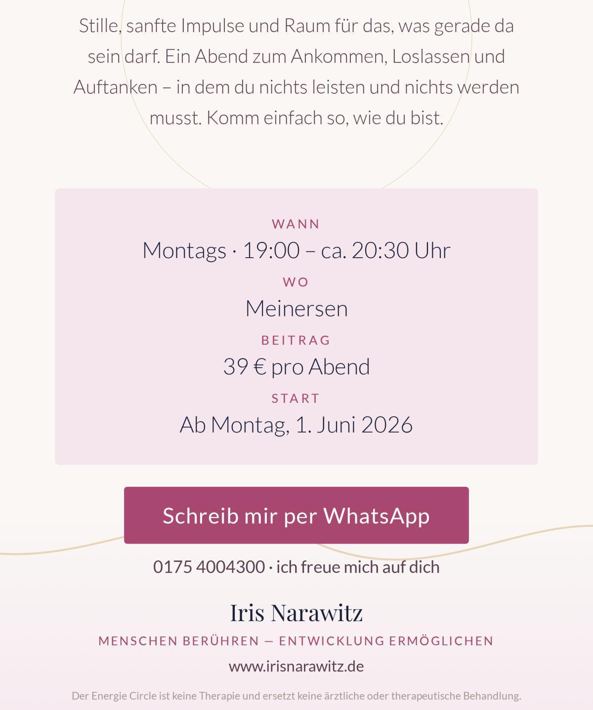 Energie Circle - EINE EINLADUNG AN DEIN SEIN Energie Circle - EINE EINLADUNG AN DEIN SEIN