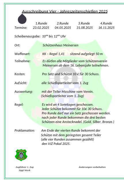 Vier Jahreszeitenschiessen Schützenverein Meinersen