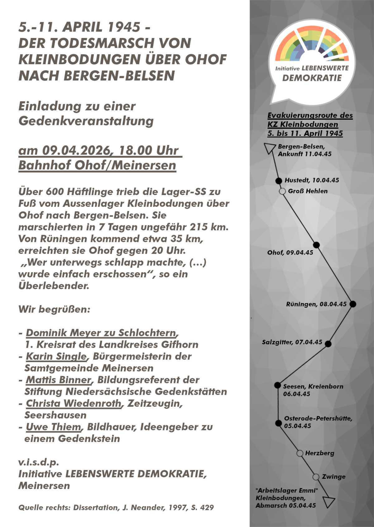 Inititative LEBENSWERTE DEMOKRATIE lädt zu einer Gedenkveranstaltung am 09.04.26