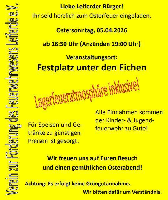 Osterfeuer Leiferde am 05.04.2026