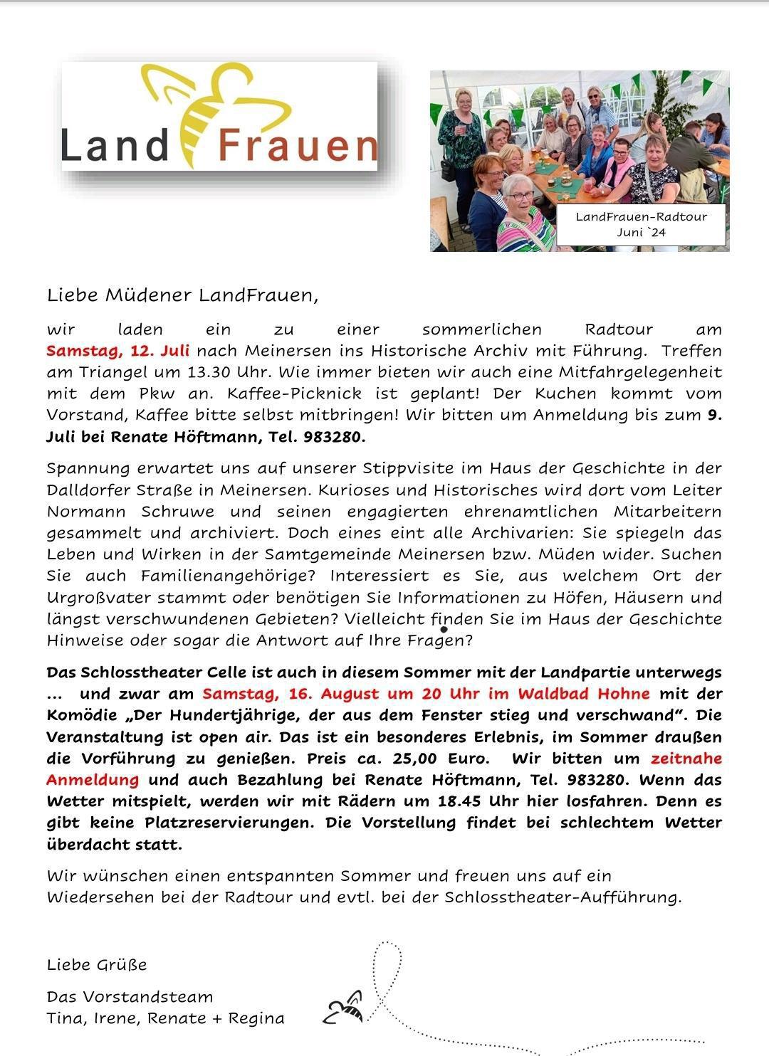 Aktuelles der LandFrauen Müden