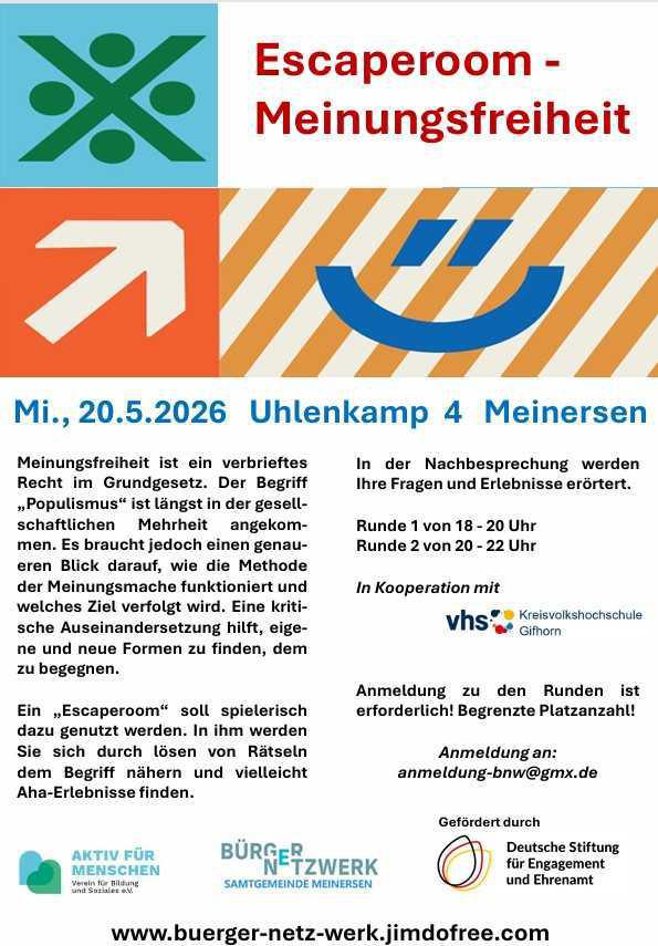 Zum Ehrentag des Grundgesetzes: Kostenfreie Veranstaltungen des Bürgernetzwerks SG Meinersen Zum Ehrentag des Grundgesetzes: Kostenfreie Veranstaltungen des Bürgernetzwerks SG Meinersen