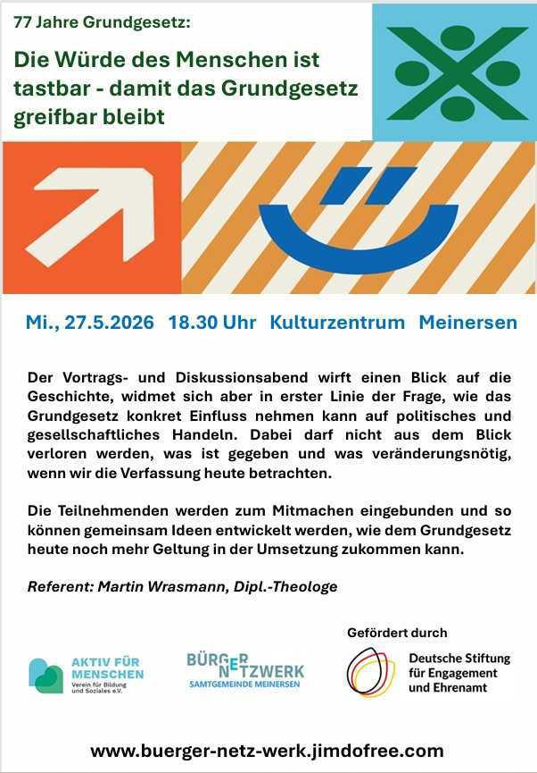 Zum Ehrentag des Grundgesetzes: Kostenfreie Veranstaltungen des Bürgernetzwerks SG Meinersen