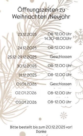 Blumenstube Brandes: Öffnungszeiten über die Weihnachtstage 