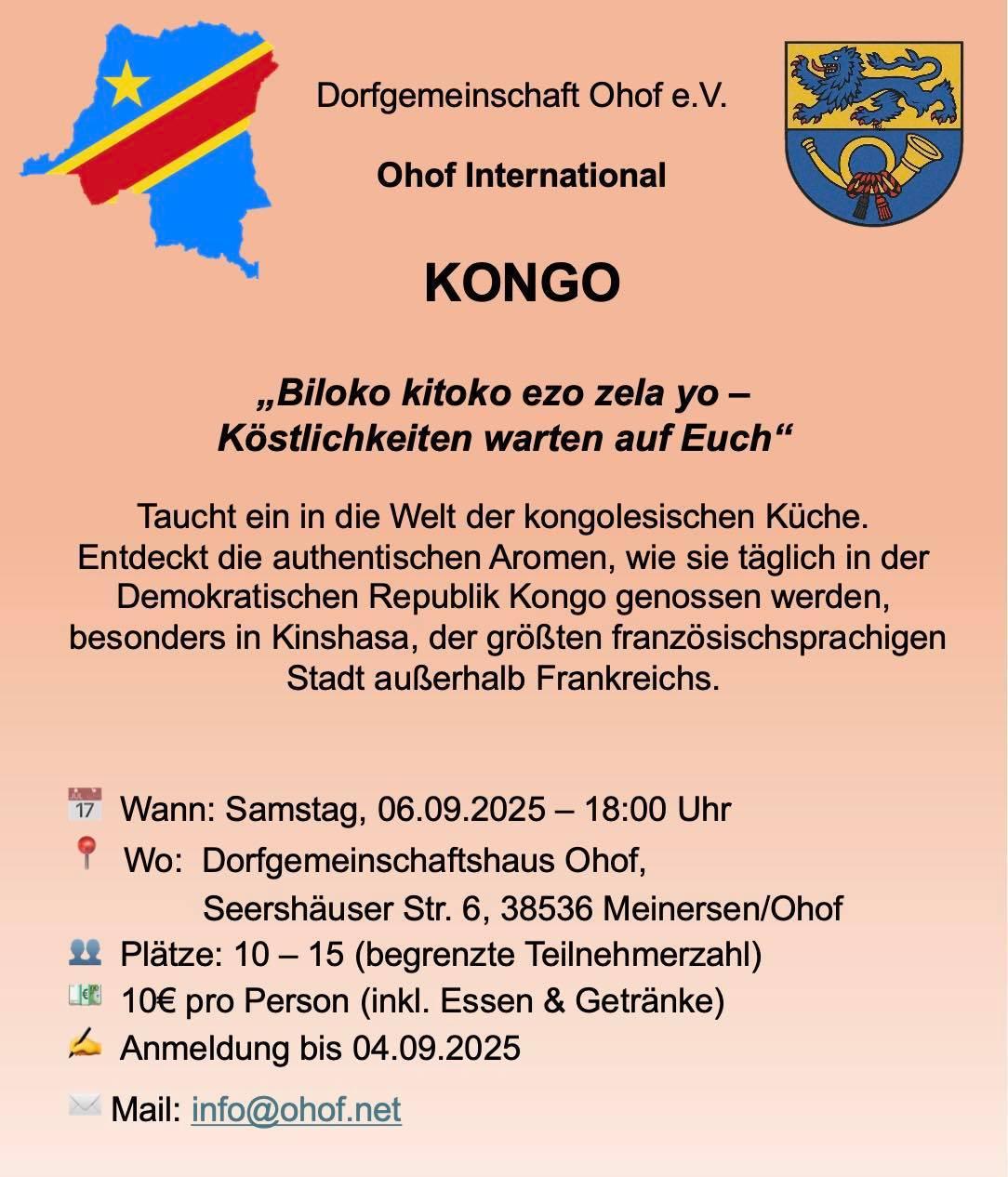 Dorfgemeinschaft Ohof präsentiert : "Ohof International - Kongo".