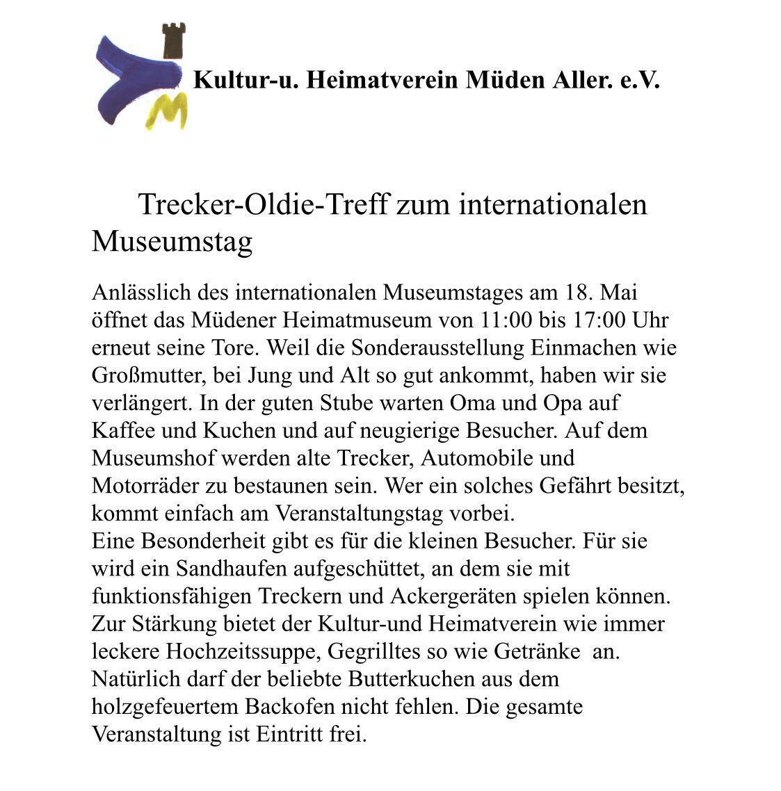 Trecker-Oldie-Treff zum internationalen Museumstag