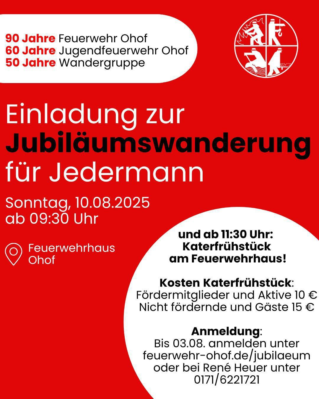 Die Feuerwehr Ohof feiert dreifaches Jubiläum! Spaß für die ganze Familie und leckeres Essen – seid dabei beim großen Feuerwehr-Jubiläum!
