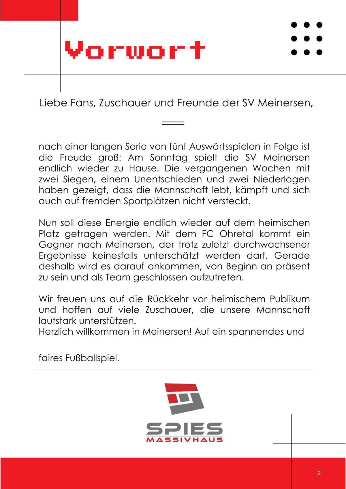 Fussball - SV MAP -Soccer Stadionheft zum Heimspiel am 10.05.26 gegen den FC Ohretal
