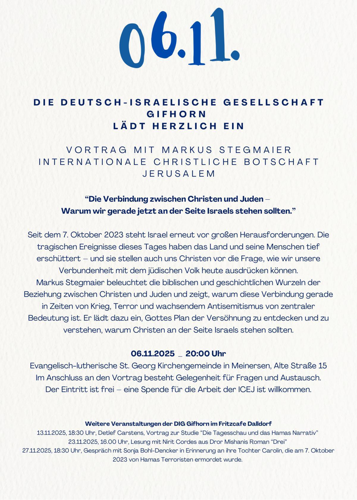 Vortrag der Deutsch-Israelischen Gesellschaft