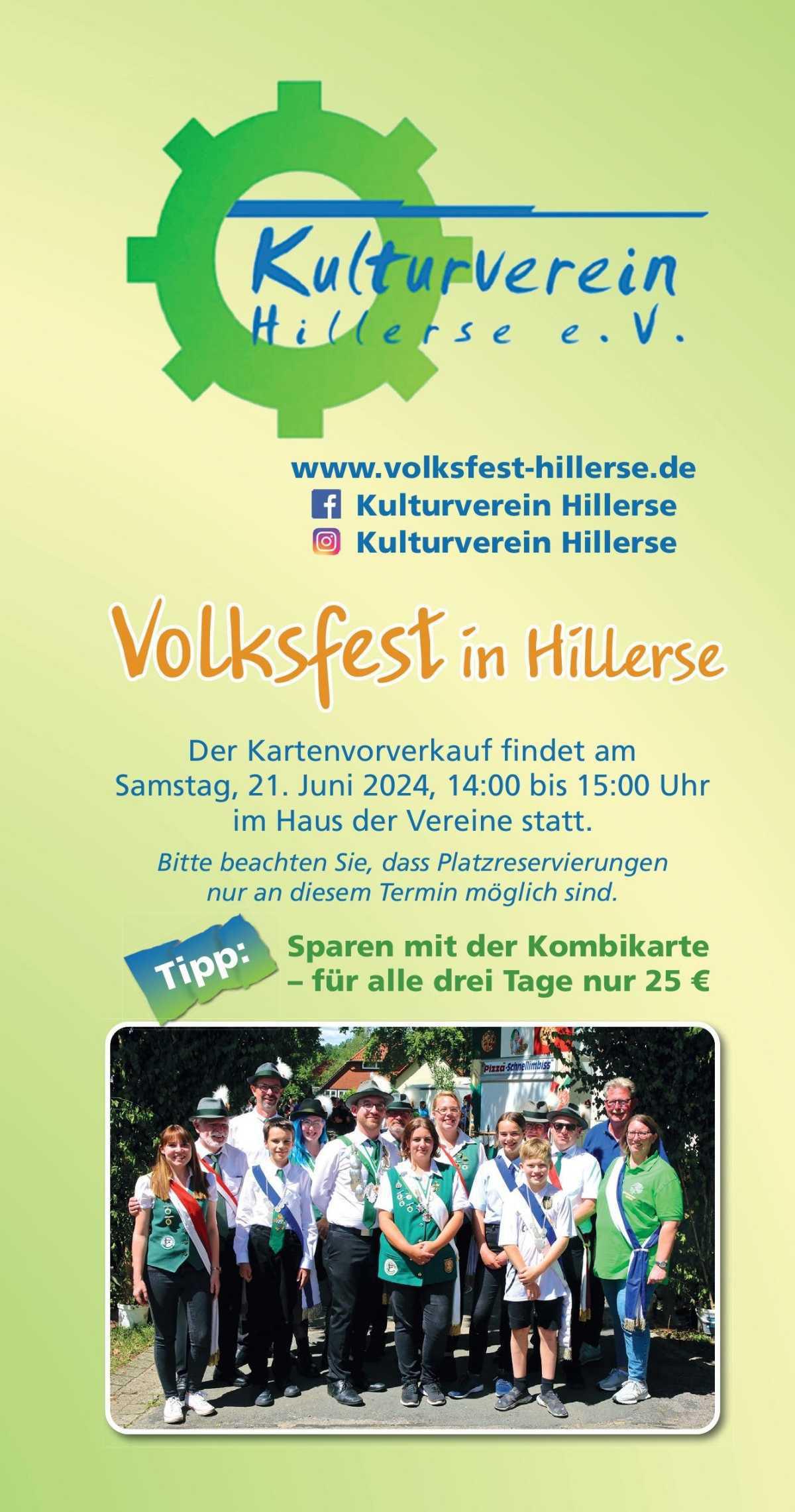 Volksfest in Hillerse vom 4.7. - 6.7. 2025