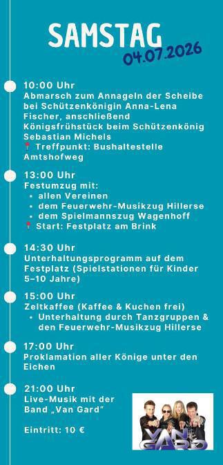 Volksfest in Hillerse vom 3.7. - 5.7. 2026