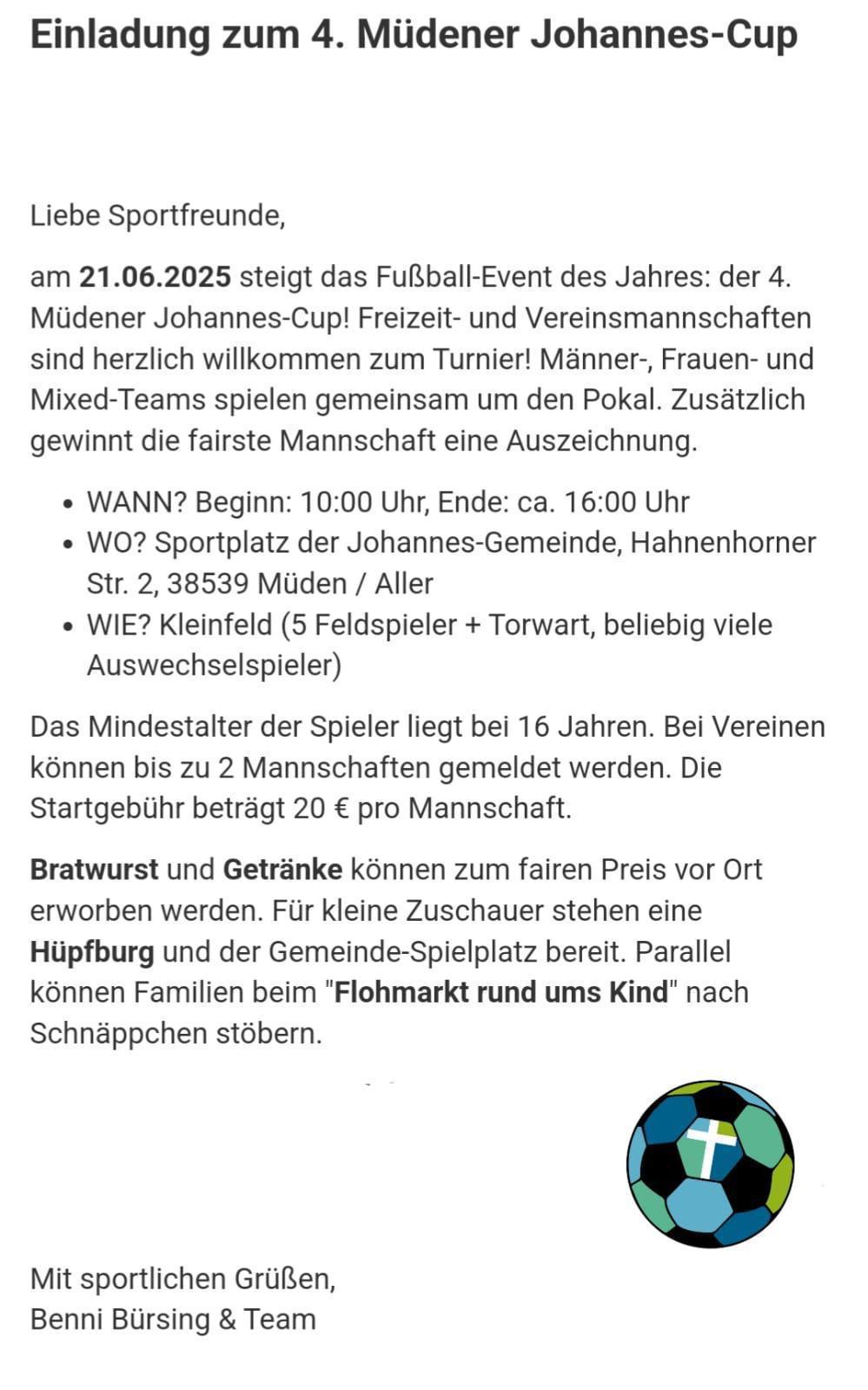 Fußballfieber und Familienfest – sei dabei beim Johannes Cup!