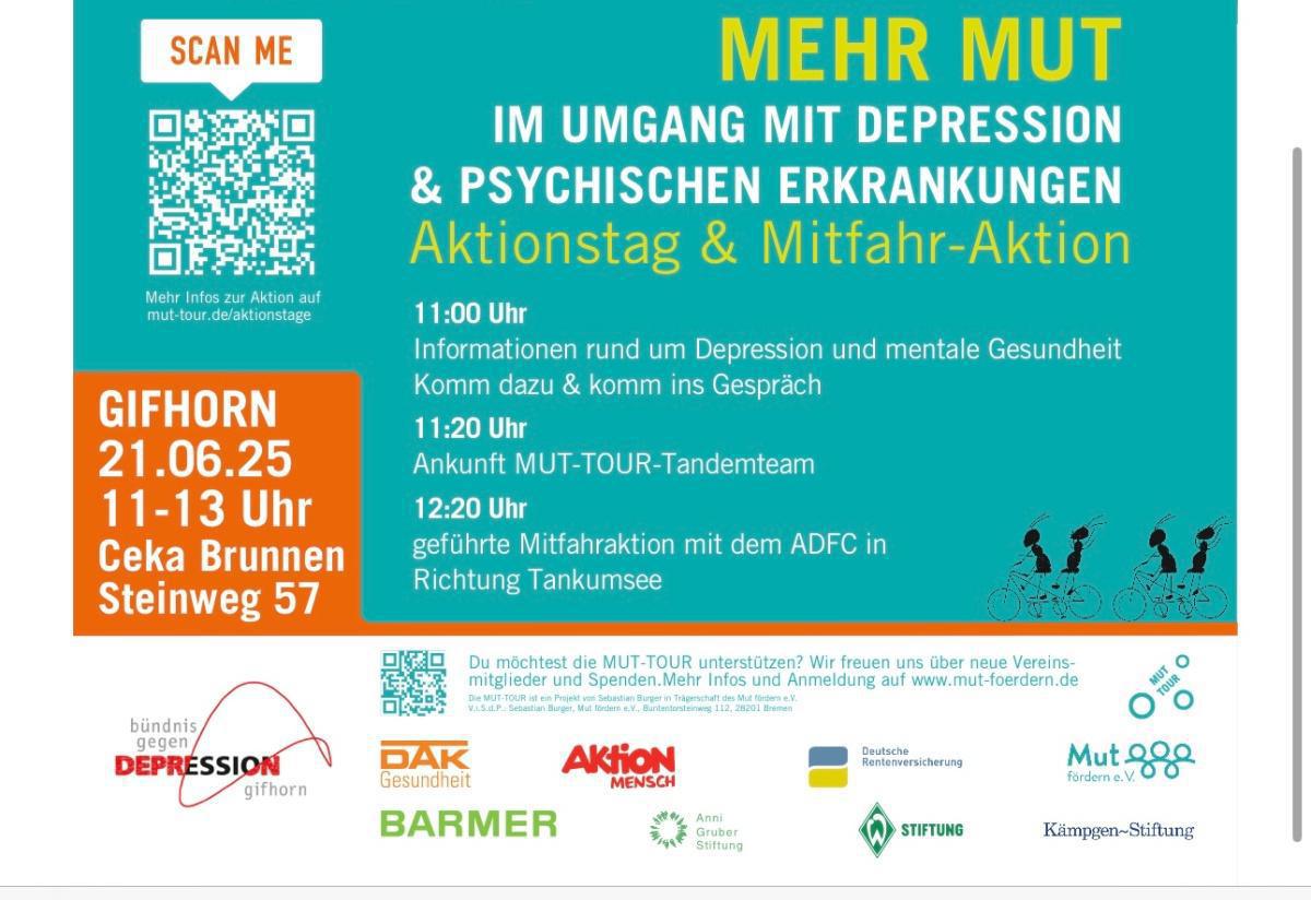  DRK OV Meinersen informiert. Das Bündnis gegen Depression trifft auf die Mut-Tour.