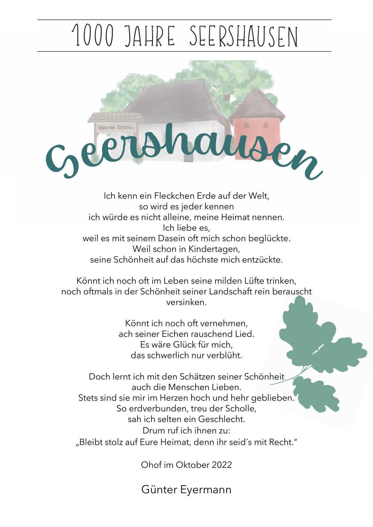Günter Eyermanns Ode an Seershausen hängt jetzt im Sportheim
