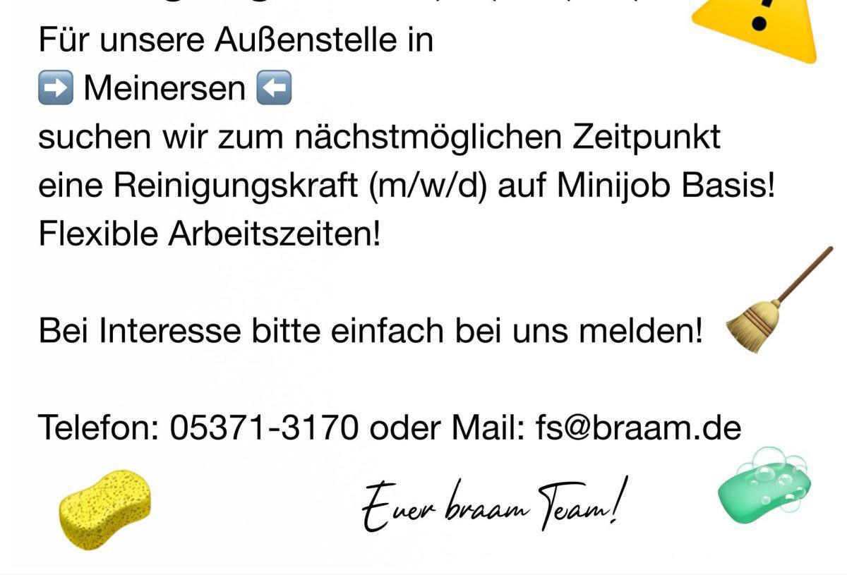 Reinigungskraft (m/w/d) auf Minijob Basis gesucht.
