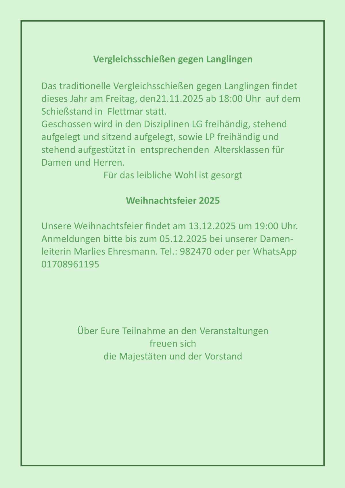Schützenverein Flettmar-Weihnachtsfeier